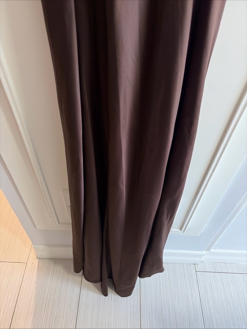 Calvin Klein Chocolate Brown Sleeveless Maxi Dress Prom Formal Sz 14 Cross Back - Picture 8 of 11